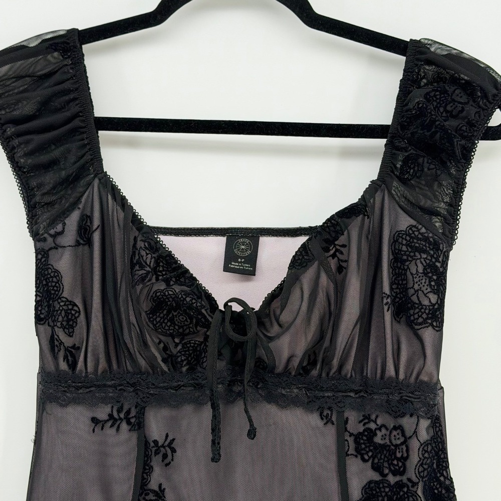 Urban Outfitters Sheer Mesh Babydoll Dress Goth Coquette Fairy Grunge S - Picture 2 of 9